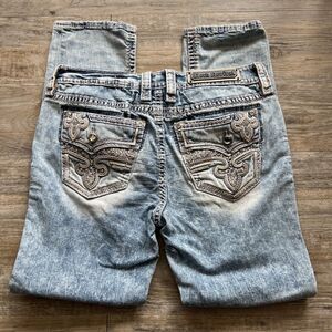 Rock Revival Safiya Straight Jeans Sz 31 X 30 Denim Embellished Rhinestone